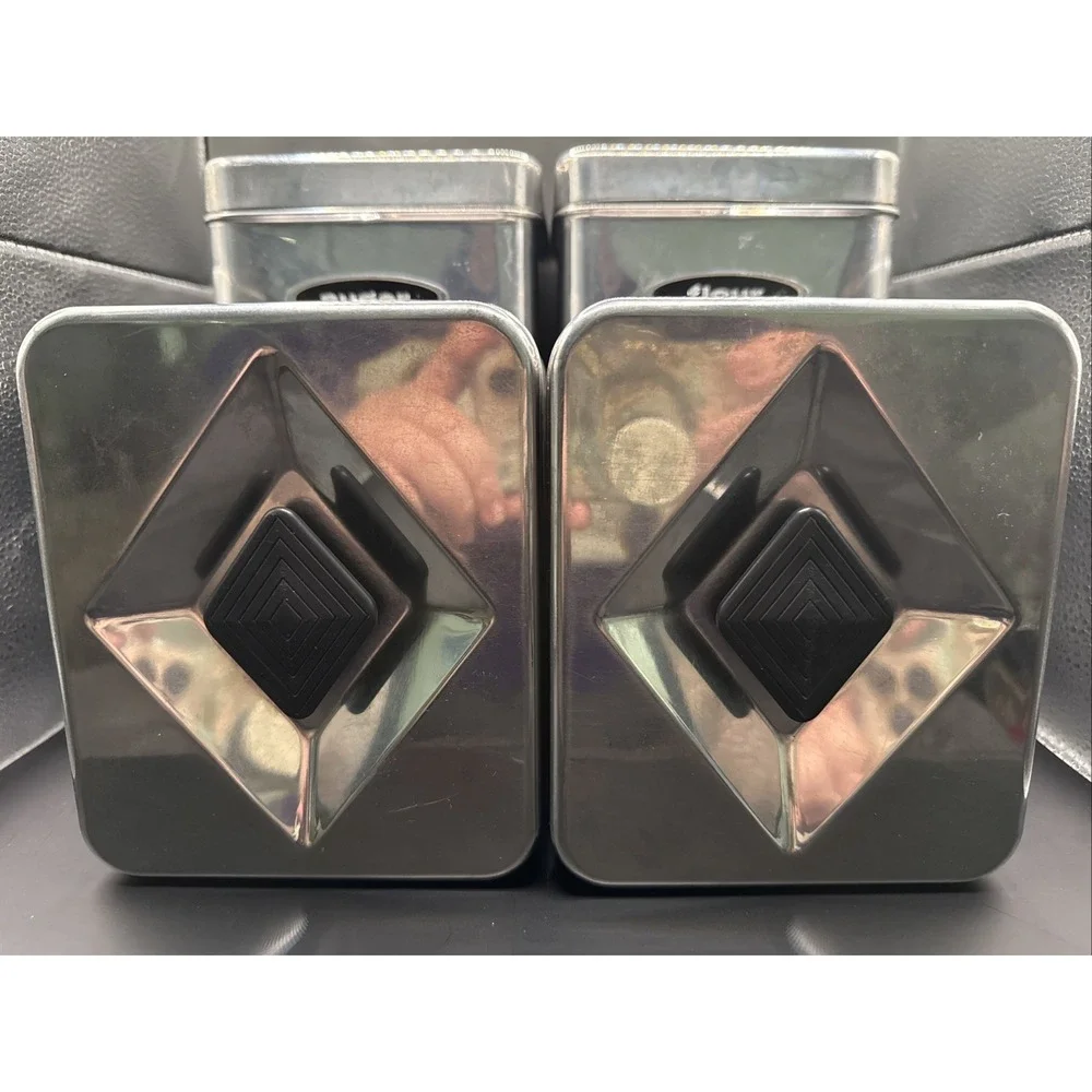 Vintage‎ Masterware Canette Chrome Canister Set 4 MCM Atomic Kitchen Flour Sugar